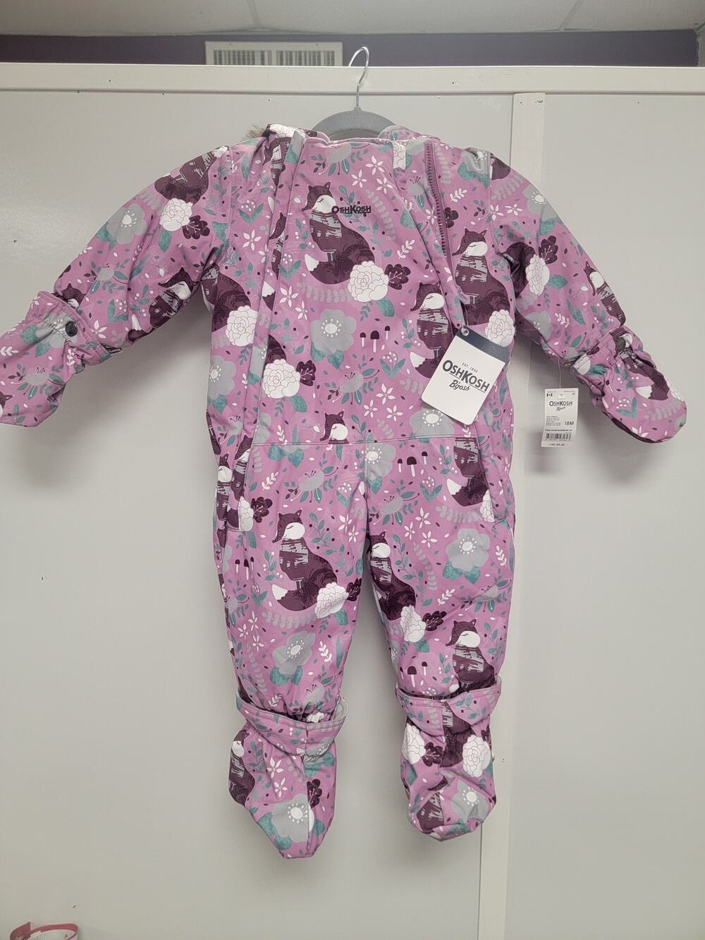 NWT OSH KOSH SNOWSUIT 18 month Purple Fur Lined Hood 0156